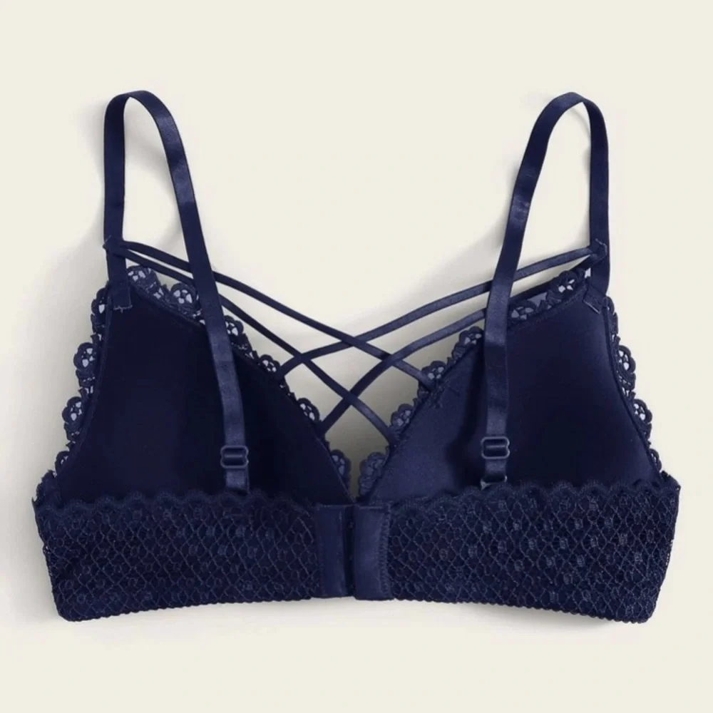 Lace bralette padded blue adjustable straps - Picture 2 of 2
